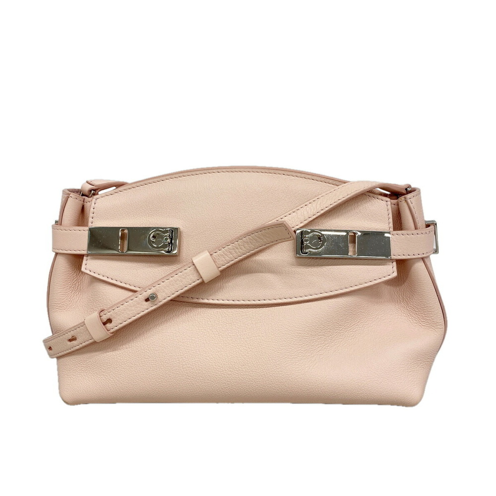 Salvatore Ferragamo Shoulder Bag, Gancini Leather, Pink, Women's, P3568466